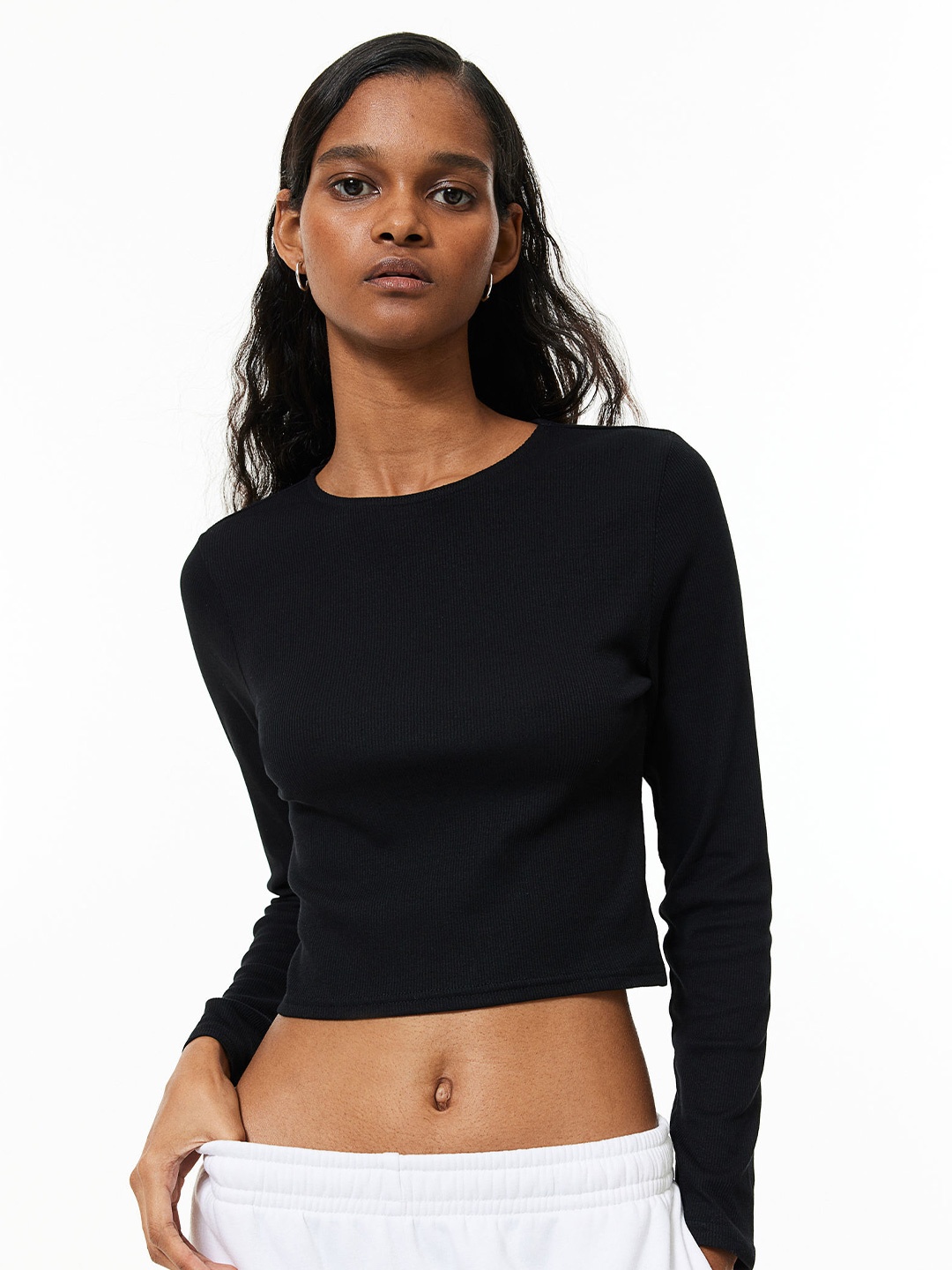 

H&M Ribbed Top, Black