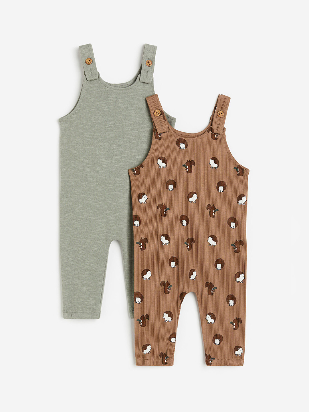 

H&M Boys 2-Pack Cotton Dungarees, Brown
