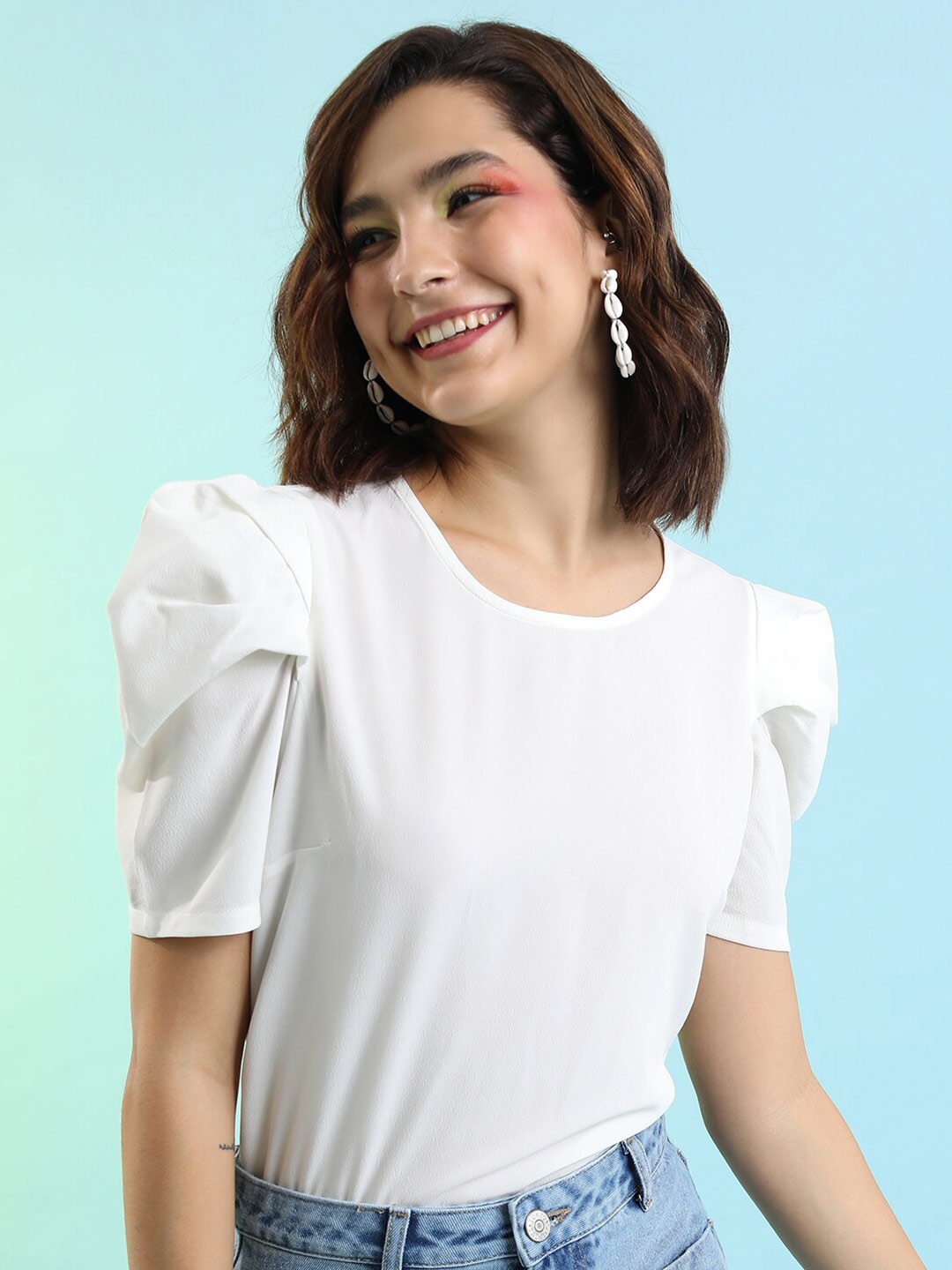 

Tokyo Talkies Puff Sleeve Top, White