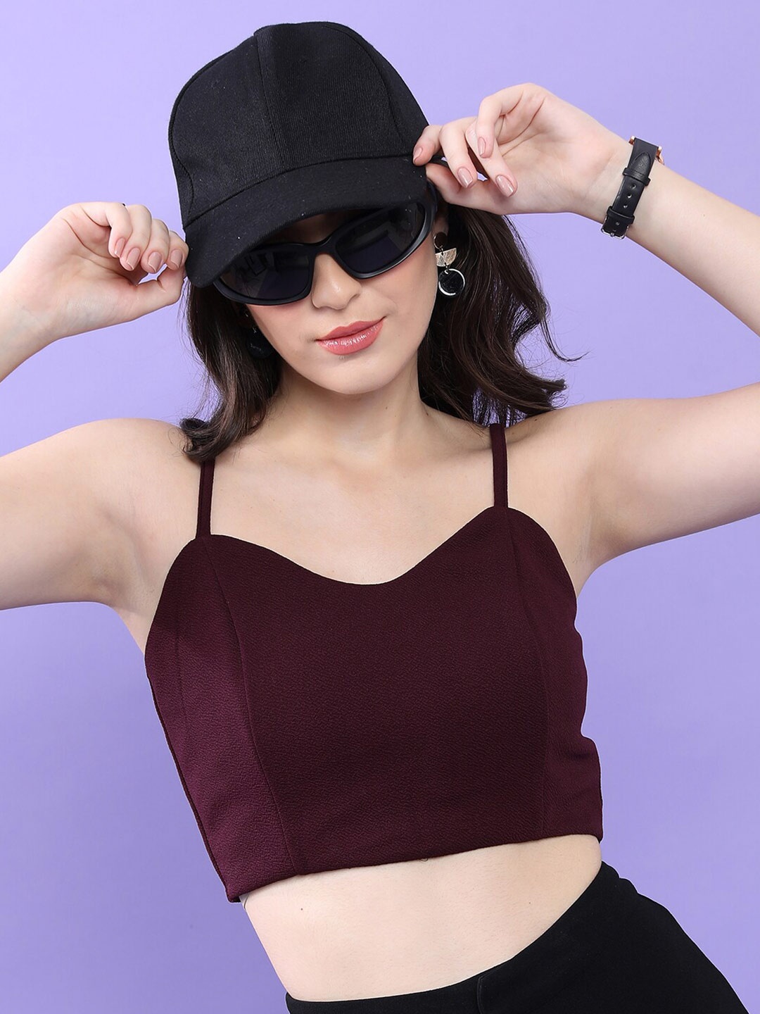 

Tokyo Talkies Shoulder Straps Bralette Top, Purple