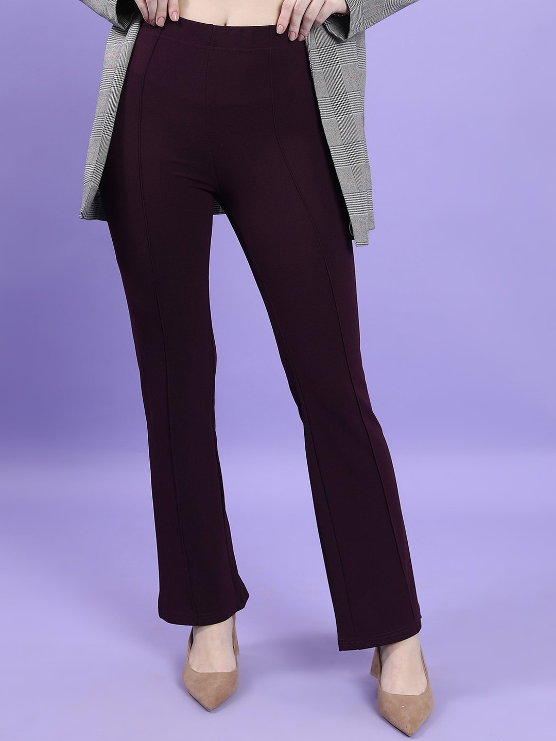 

Tokyo Talkies Women High-Rise Flared Bootcut Trousers, Purple