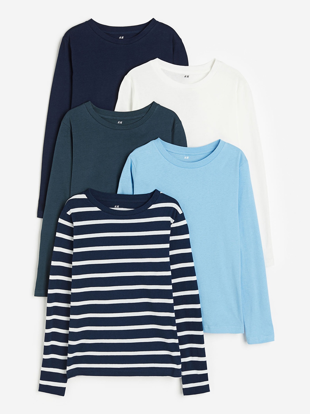 

H&M Boys 5-Pack Jersey Tops, Blue