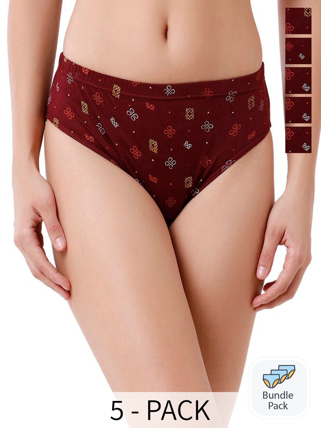 

Rupa Jon Pack Of 5 Assorted Floral Printed Cotton Hipster Briefs