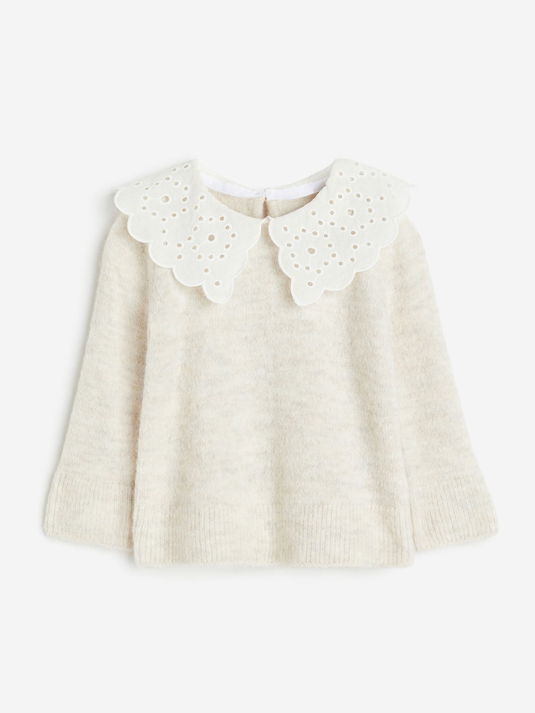 

H&M Boys Broderie Anglaise-Collared Jumper, Beige