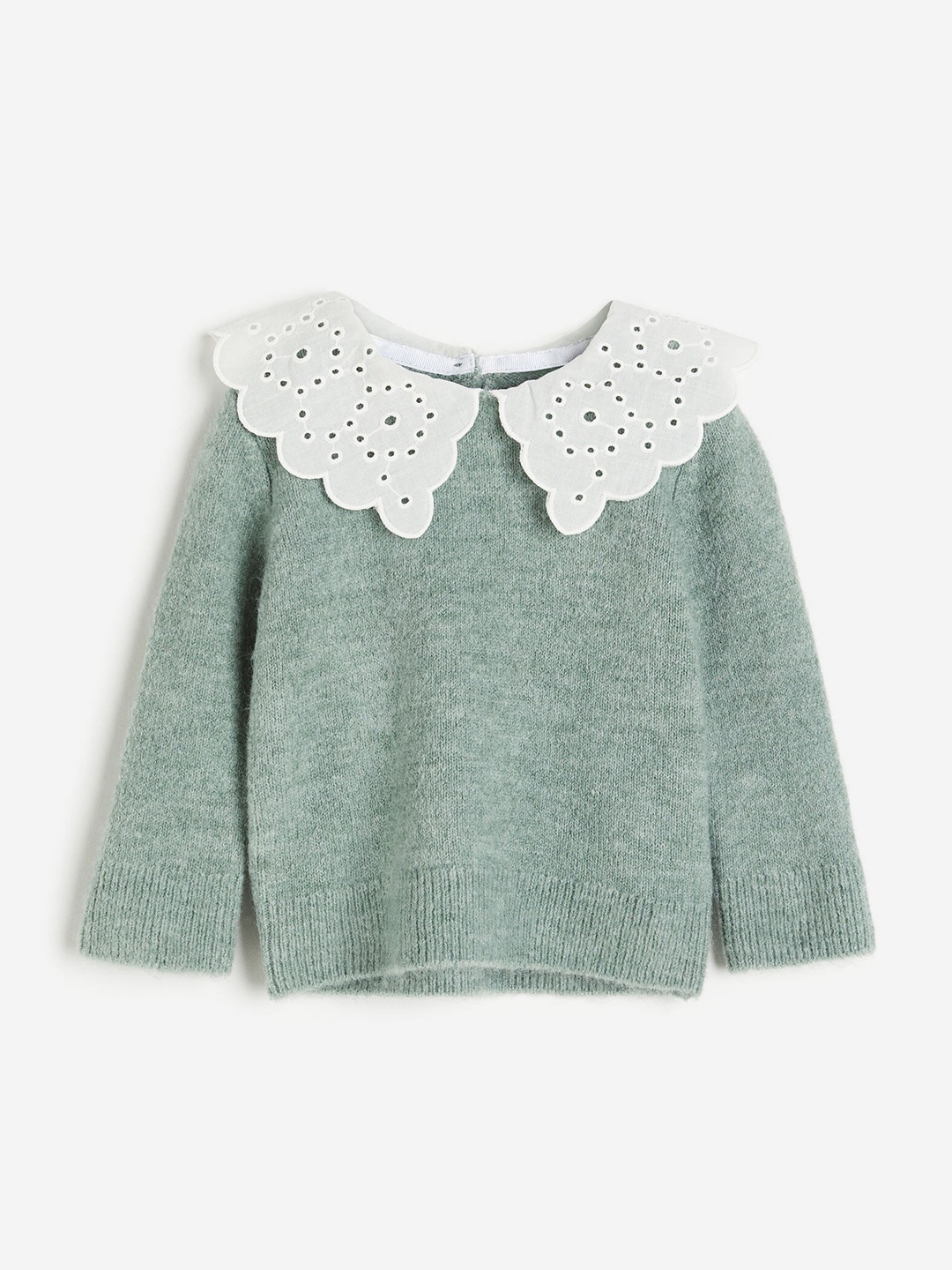 

H&M Boys Broderie Anglaise-Collared Jumper, Green