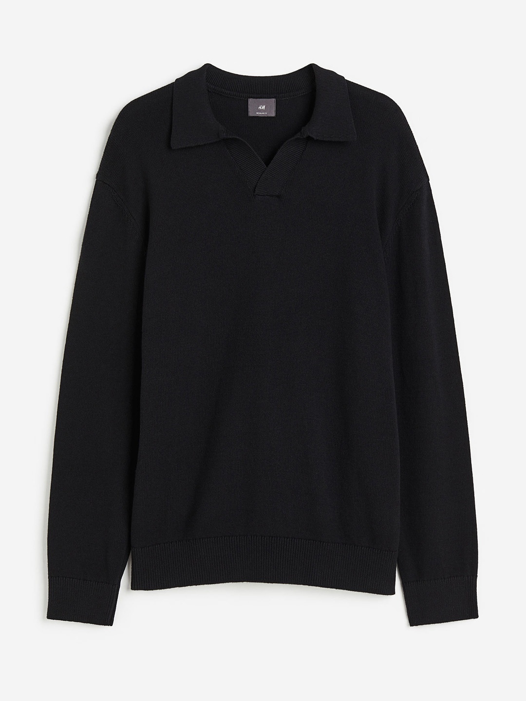 

H&M Regular Fit Cotton Polo Shirt, Black
