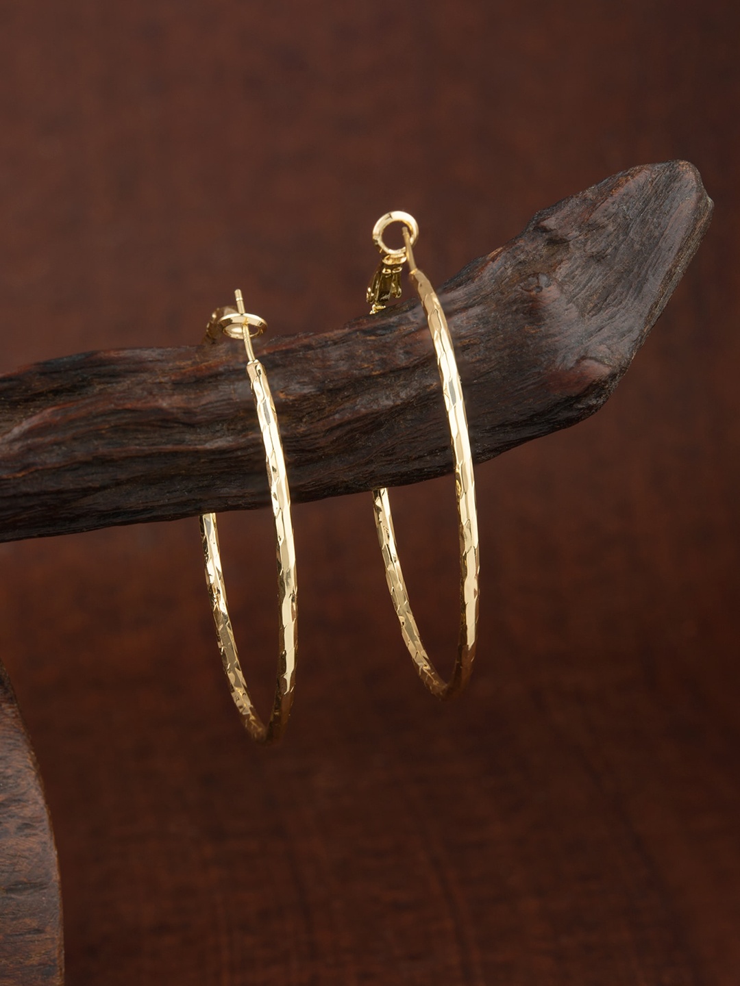 

E2O Gold-Plated Contemporary Hoop Earrings