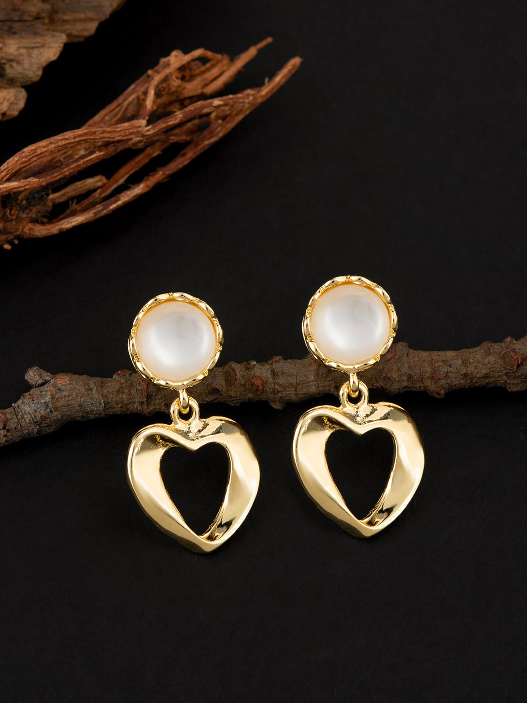 

E2O Gold-Plated Heart Shaped Drop Earrings