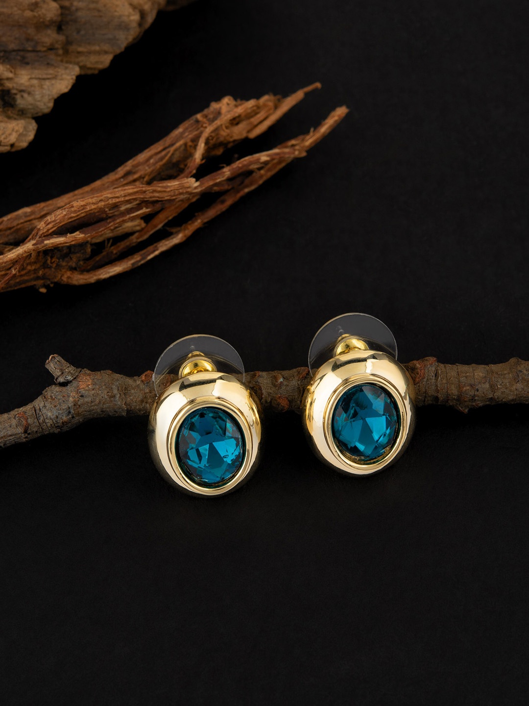 

E2O Gold-Plated Contemporary Studs Earrings, Blue