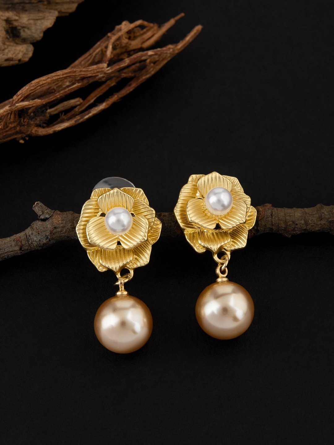 

E2O Gold-Plated Floral Shaped Drop Earrings