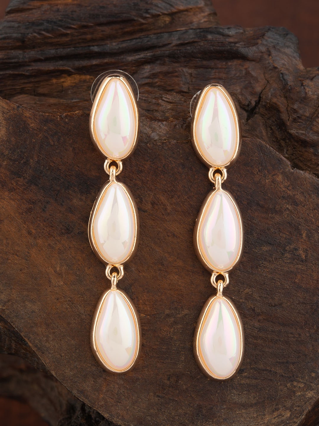 

E2O Gold-Plated Pearl Contemporary Drop Earrings