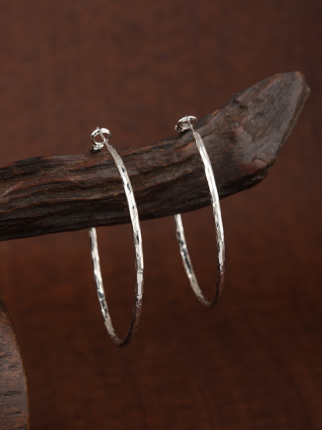 

E2O Silver-Toned Contemporary Hoop Earrings