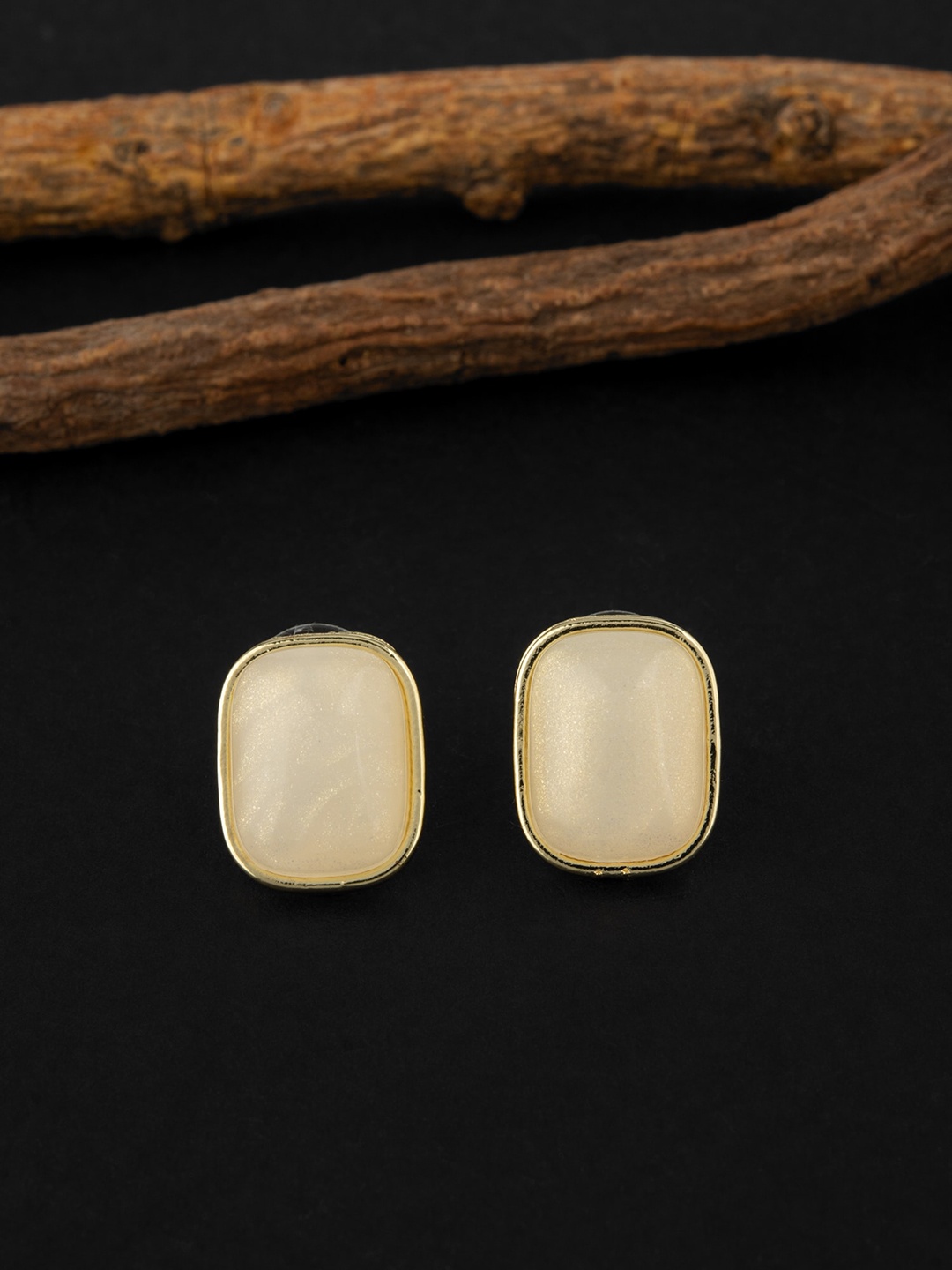 

E2O Gold-Toned Artificial Stones Contemporary Studs Earrings