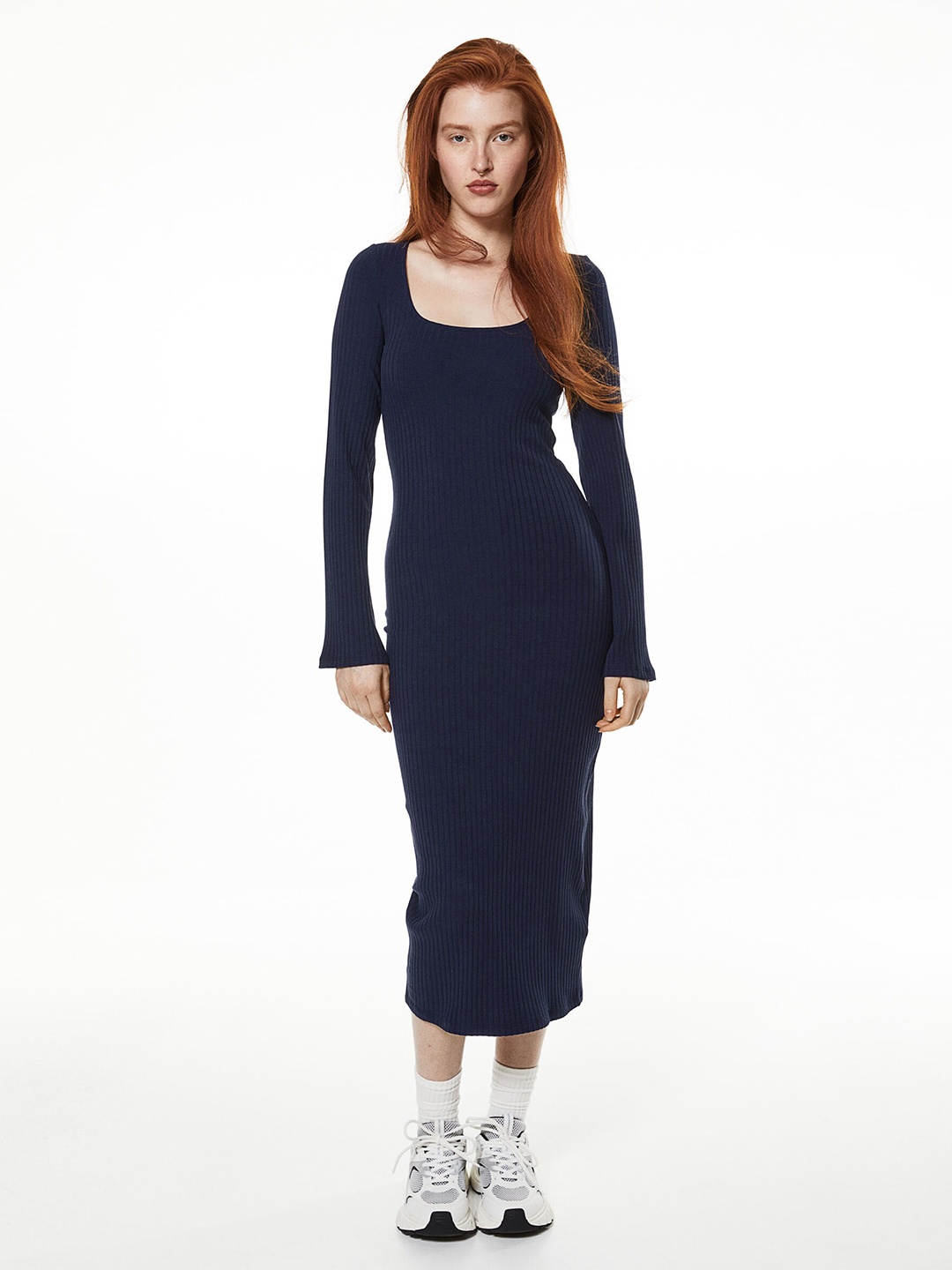 

H&M Ribbed Bodycon Dress, Blue