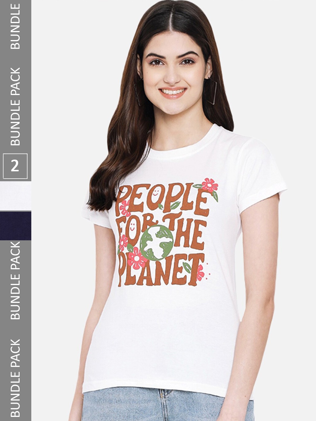 

BAESD Pack of 2 Typography Printed Cotton T-shirts, White