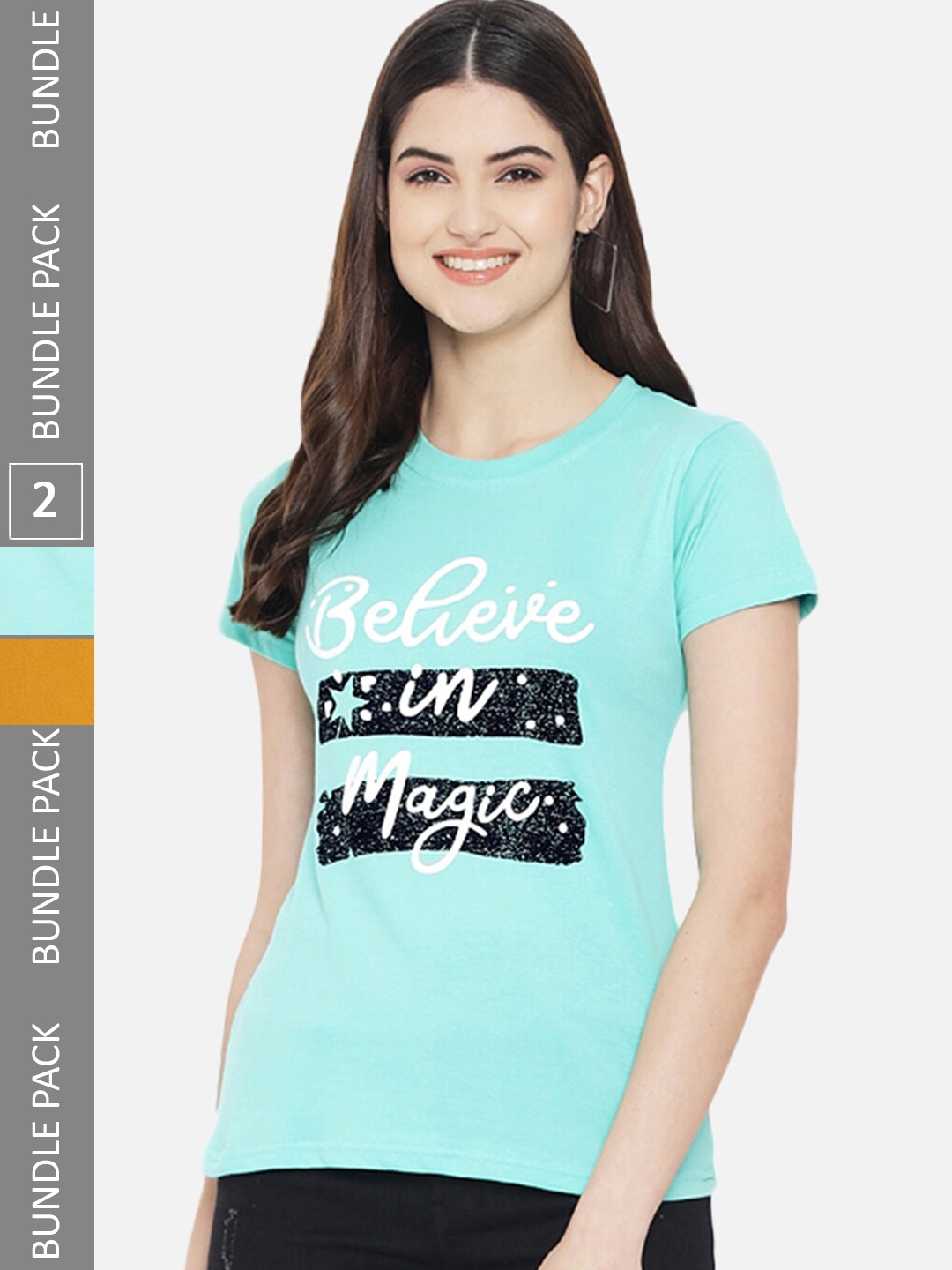 BAESD Pack Of 2 Typography Printed Cotton T-Shirt, Blue