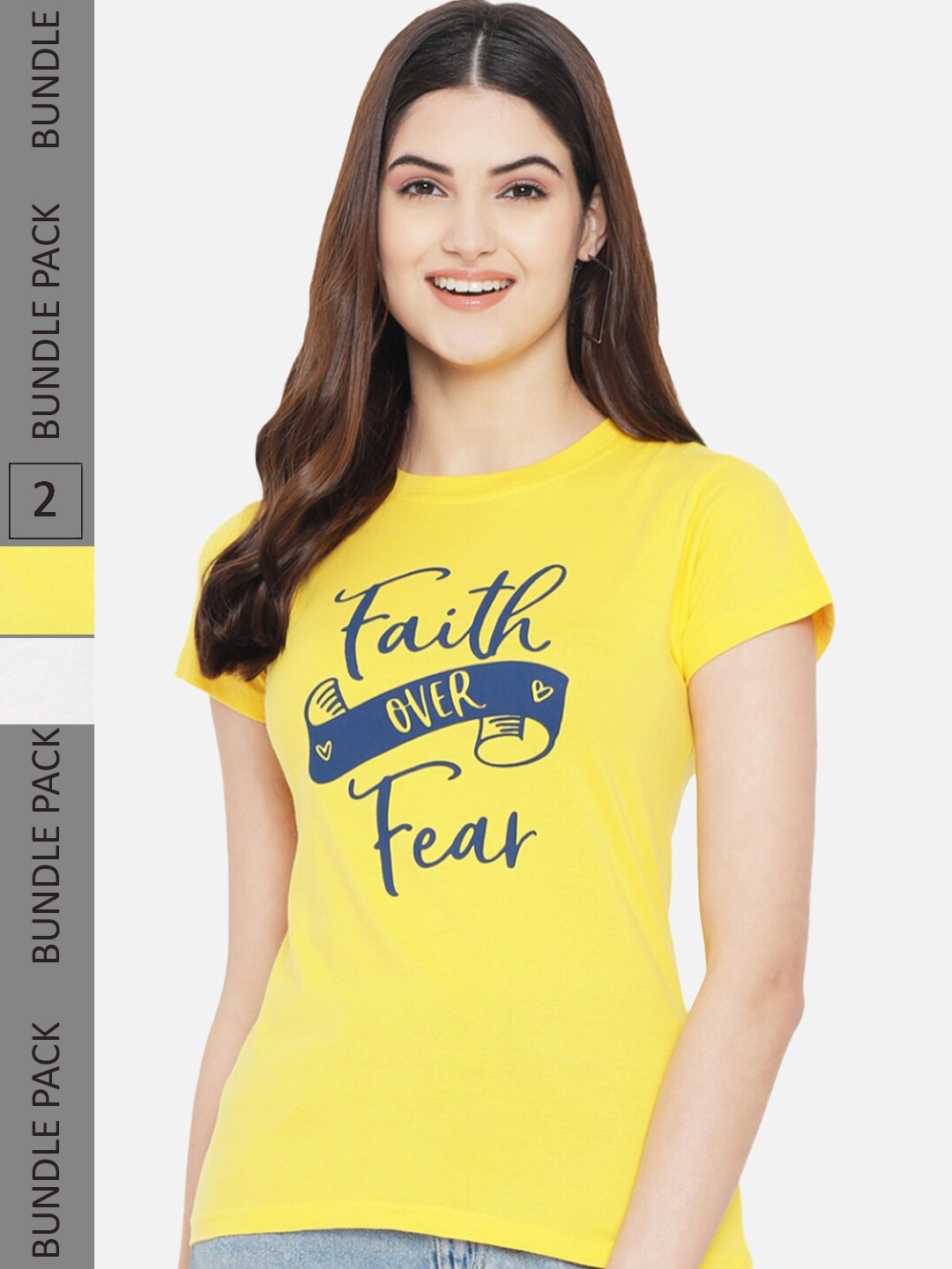 BAESD Pack Of 2 Printed Cotton T-Shirts, Yellow
