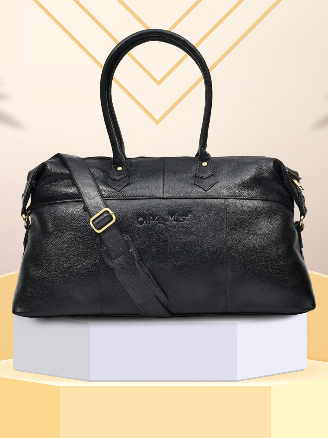

OLIVE MIST Genuine Leather Duffel Bag, Black
