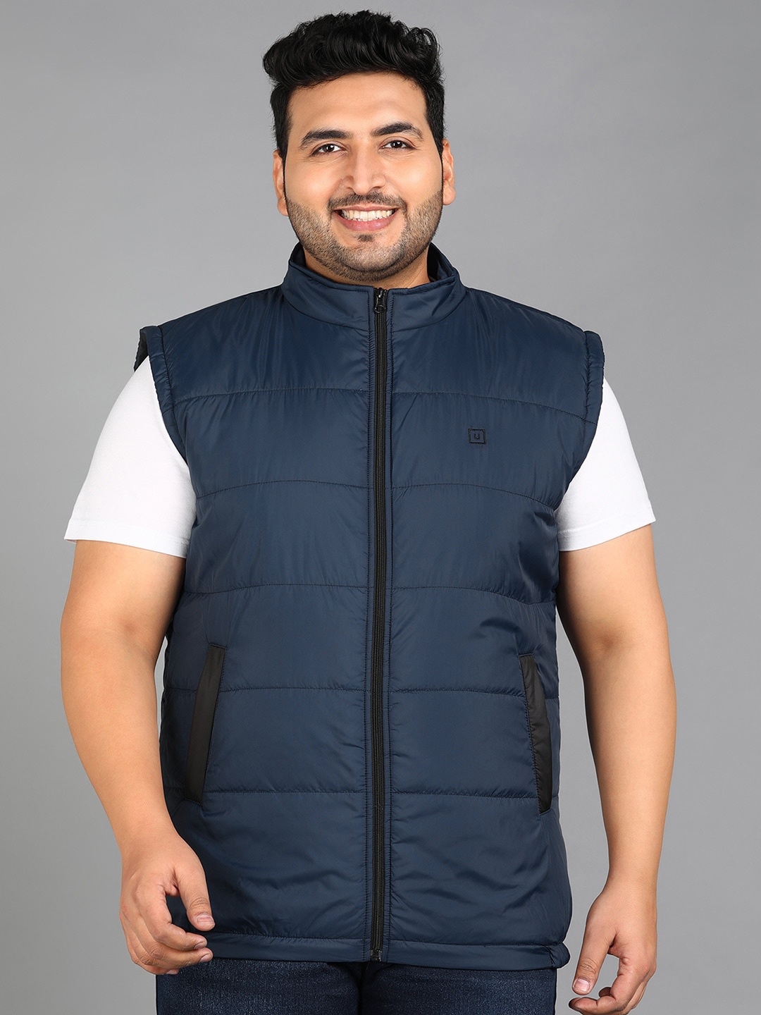 

Urbano Plus Sleeveless Zippered Puffer Jacket, Blue