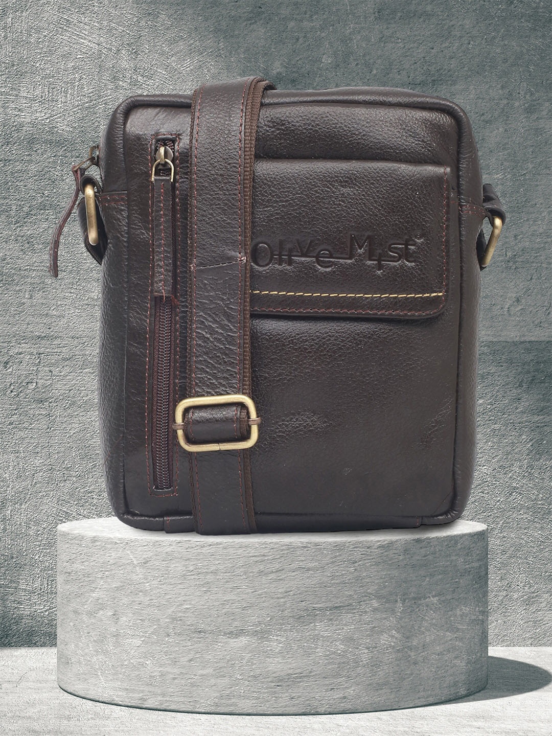 

OLIVE MIST Unisex Textured Messenger Bag, Brown