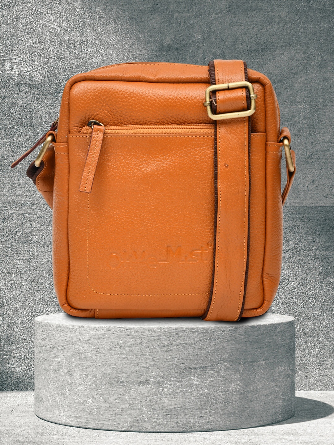 

OLIVE MIST Unisex Leather Messenger Bag, Mustard