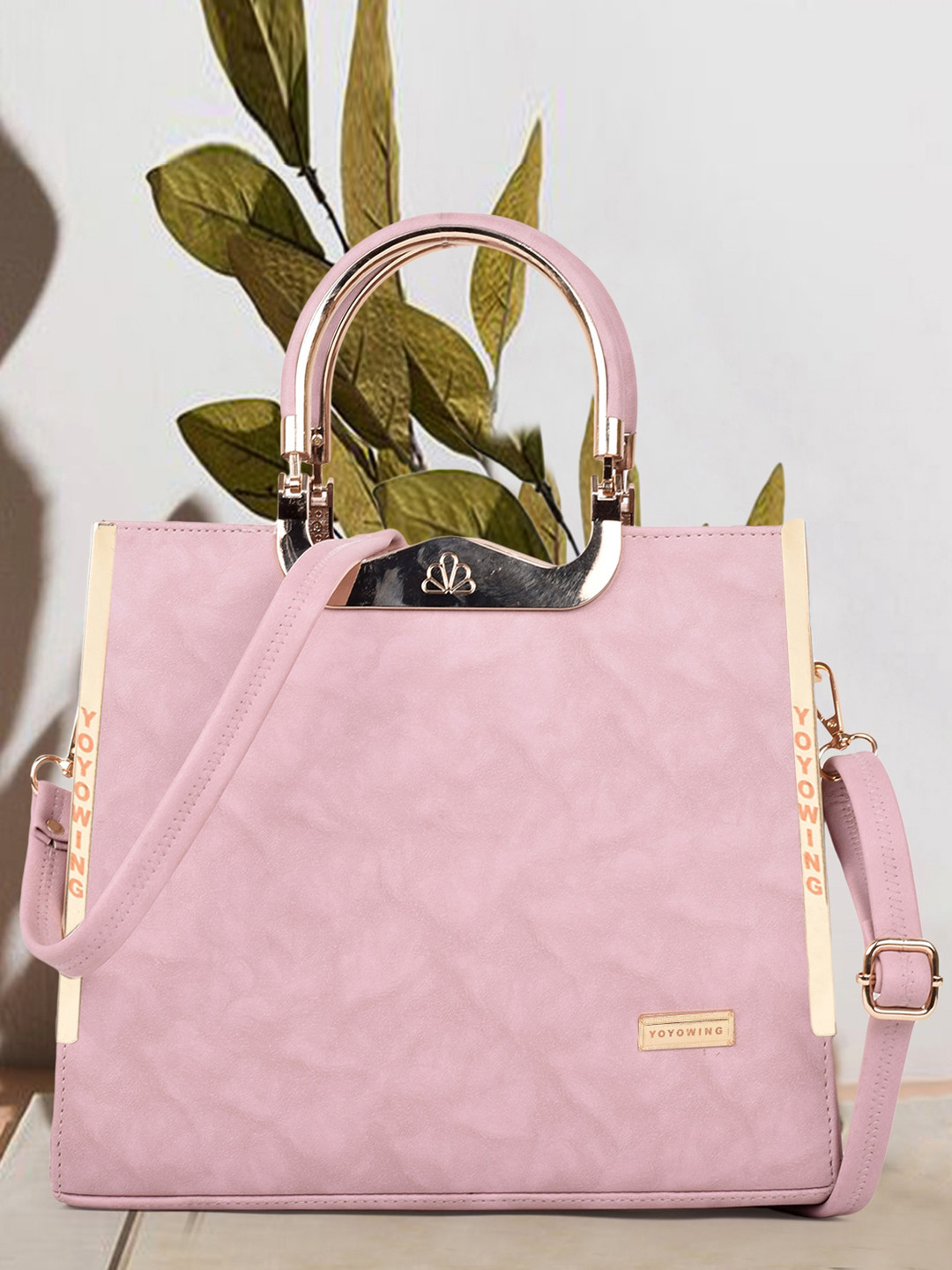 

YOYOWING Abstract Printed Structured Handheld Bag, Pink