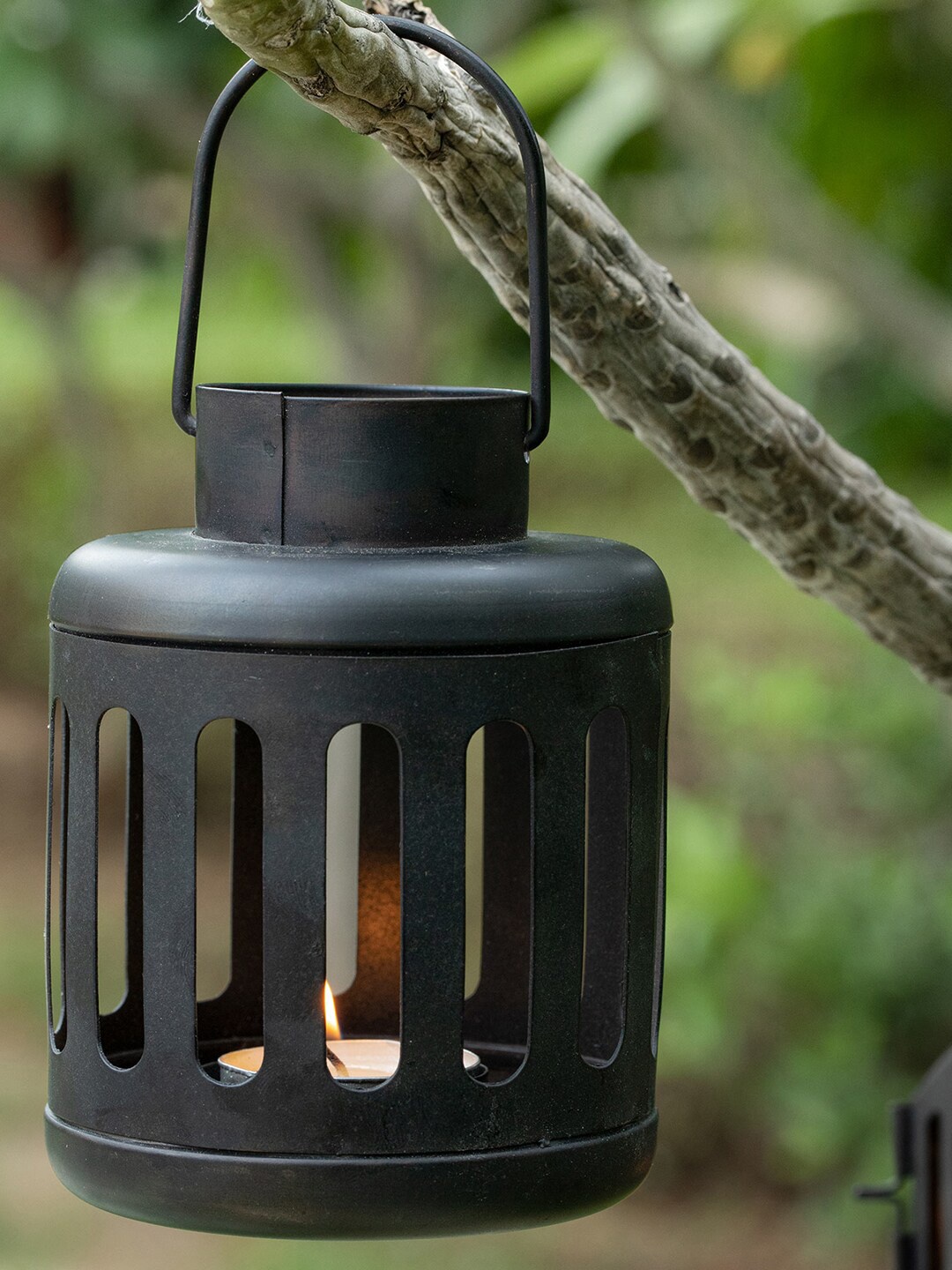 

ellementry 2 Pcs Black Metal Round Lantern with T-Light