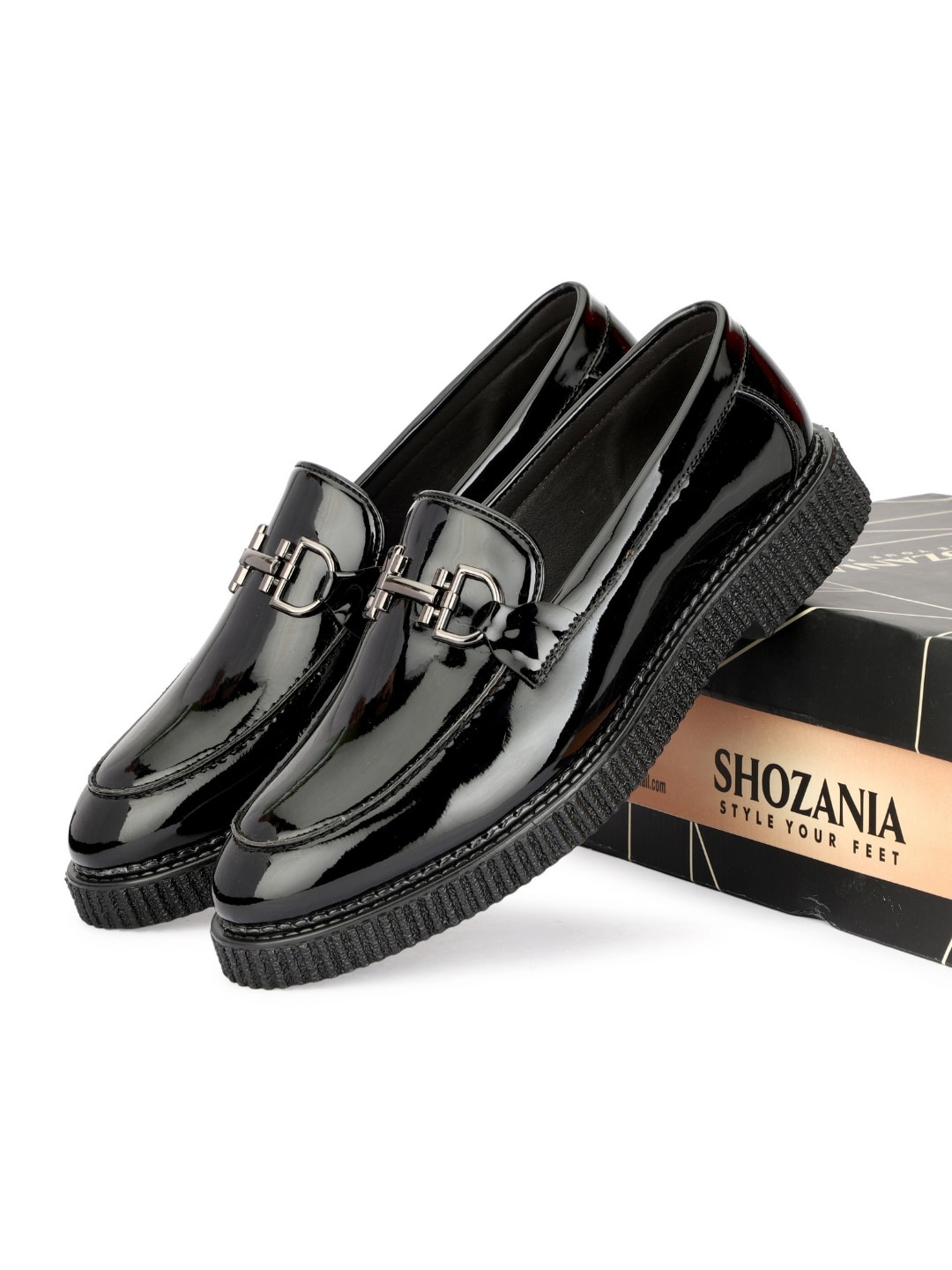 

SHOZANIA Men Leather Formal Loafers, Black