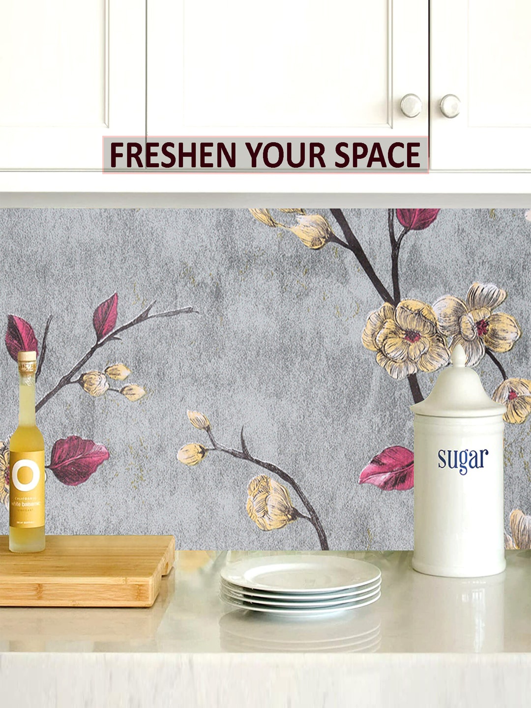

Kuber Industries Grey & Pink Printed Self Adhesive Wallpaper