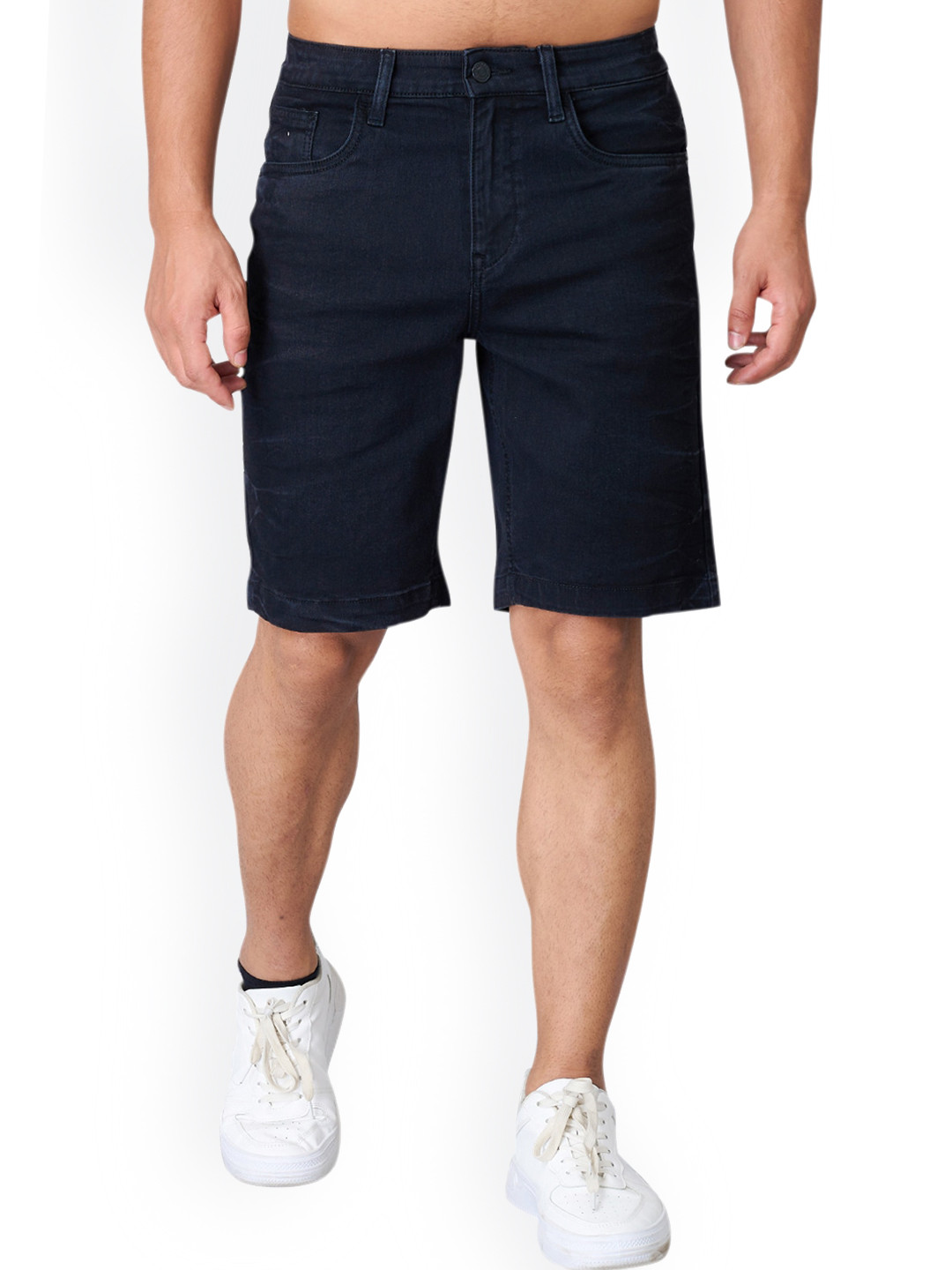 

Old Grey Men Mid-Rise Slim Fit Denim Stretchable Shorts, Black