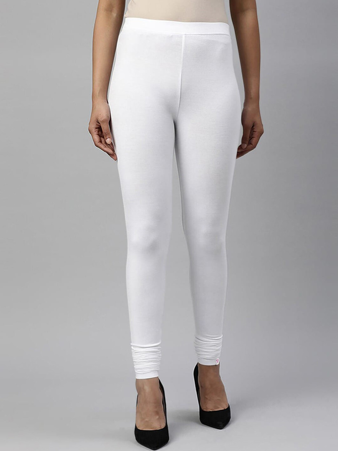 

TWIN BIRDS Women Solid Super Stretch Bamboo Cotton Churidar Length Leggings, White
