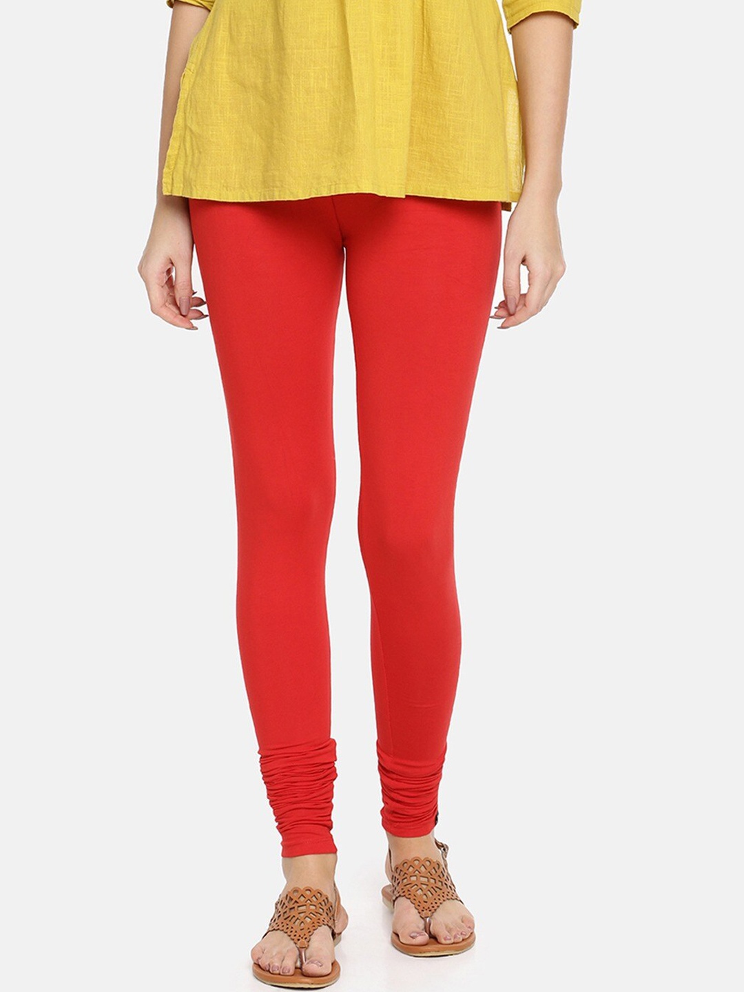 

TWIN BIRDS Churidar Length Leggings, Red