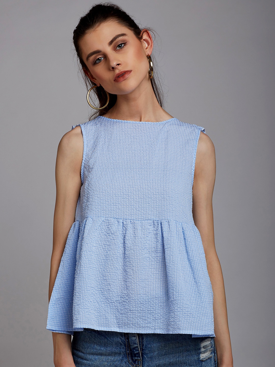 

Berrylush Women Blue Solid A-Line Top