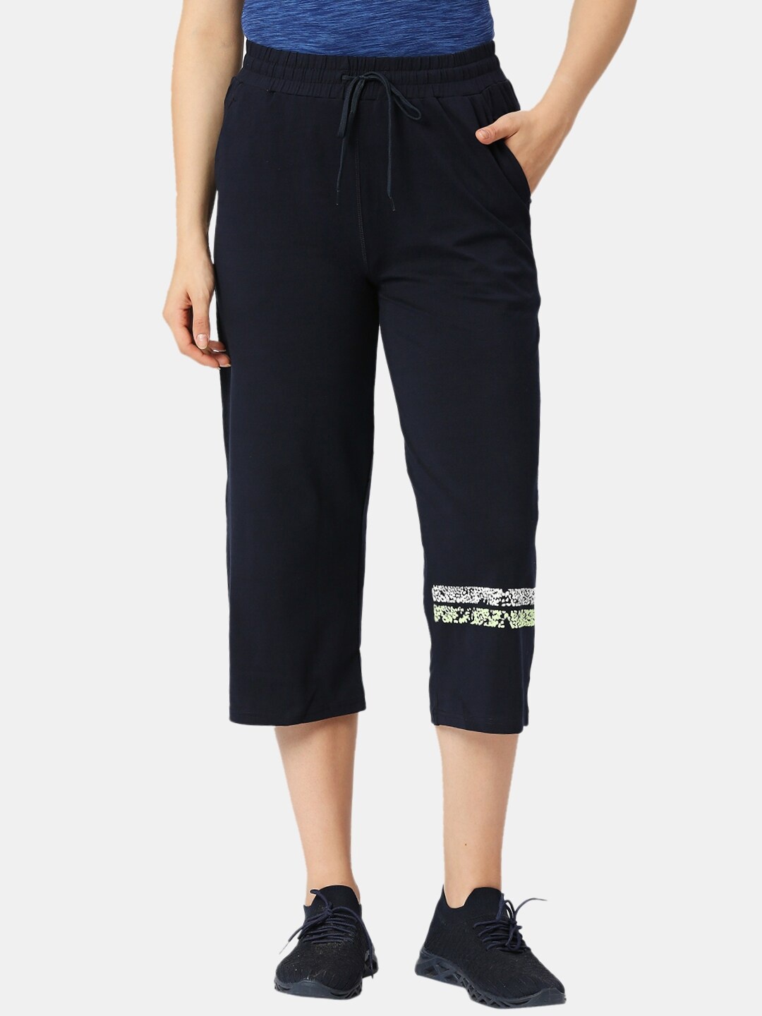 

Lovable Sport Women Three Fourth Length Relaxed-Fit Track Pants, Navy blue
