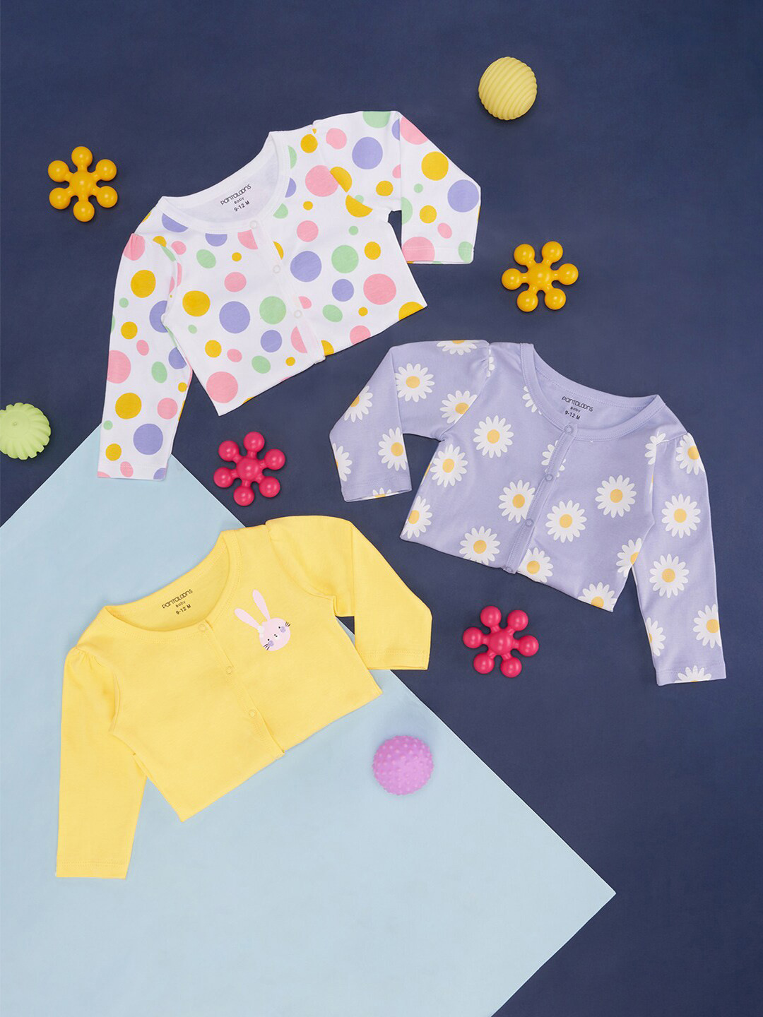 

Pantaloons Baby Infant Girls Pack Of 3 Floral Printed T-shirt, White