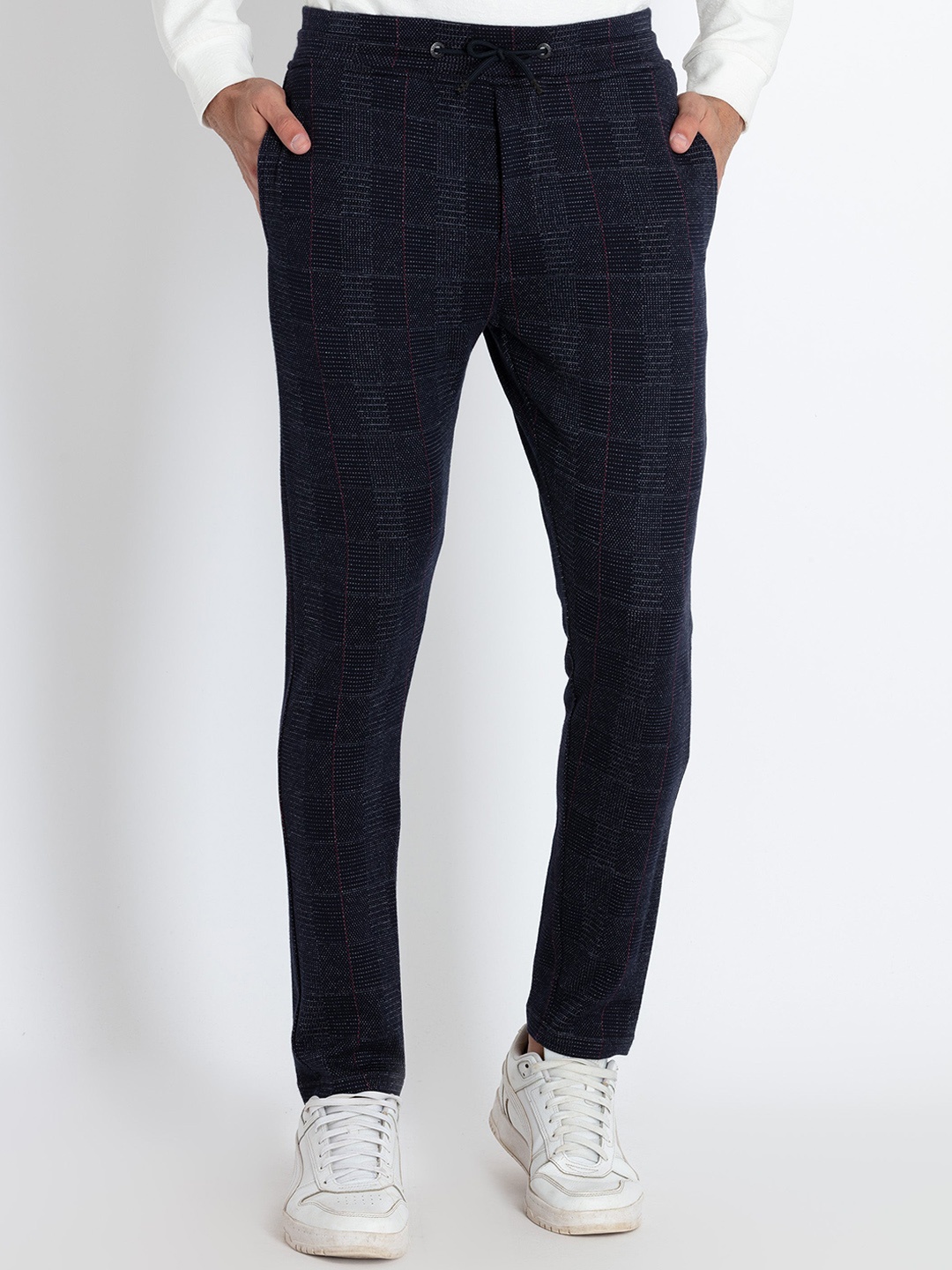 

Status Quo Men Printed Track Pants, Navy blue