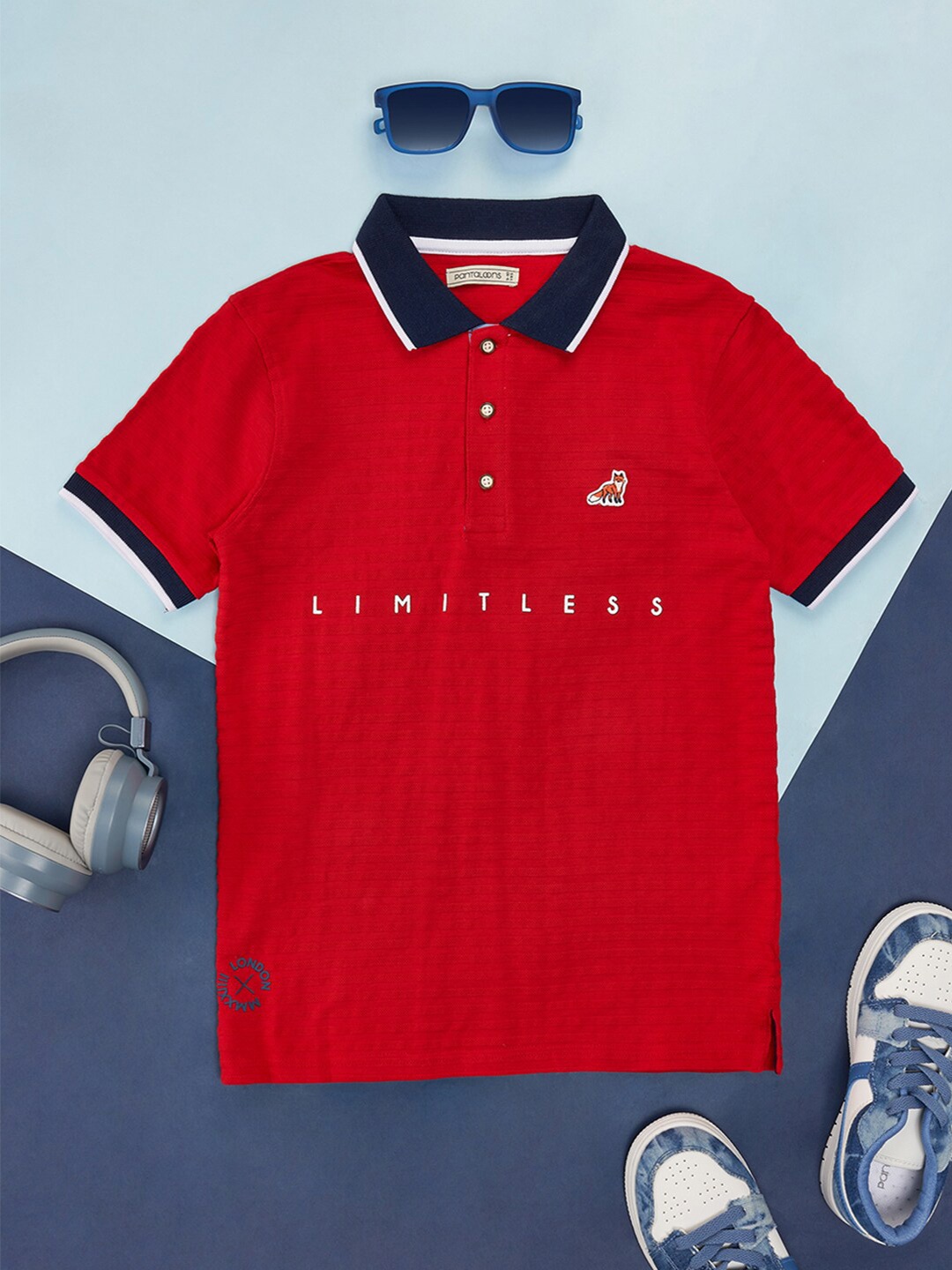 

Pantaloons Junior Boys Cotton Polo Collar T-shirt, Red