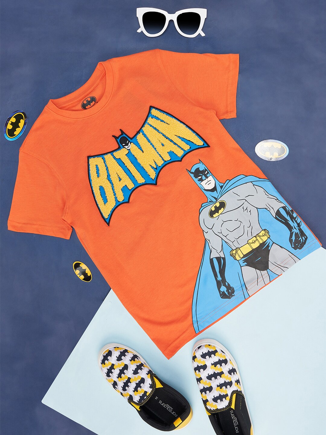 

Pantaloons Junior Boys Batman Printed Cotton T-shirt, Orange