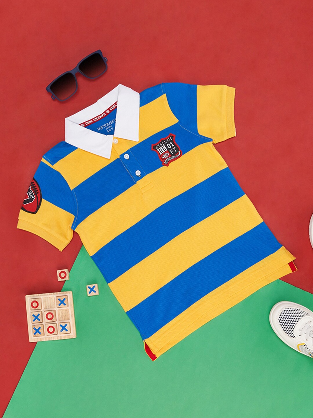 

Pantaloons Junior Boys Striped Polo Collar Cotton T-shirt, Yellow