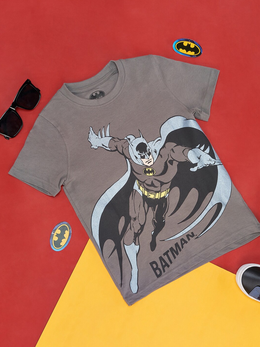 

Pantaloons Junior Boys Batman Printed Cotton T-shirt, Grey