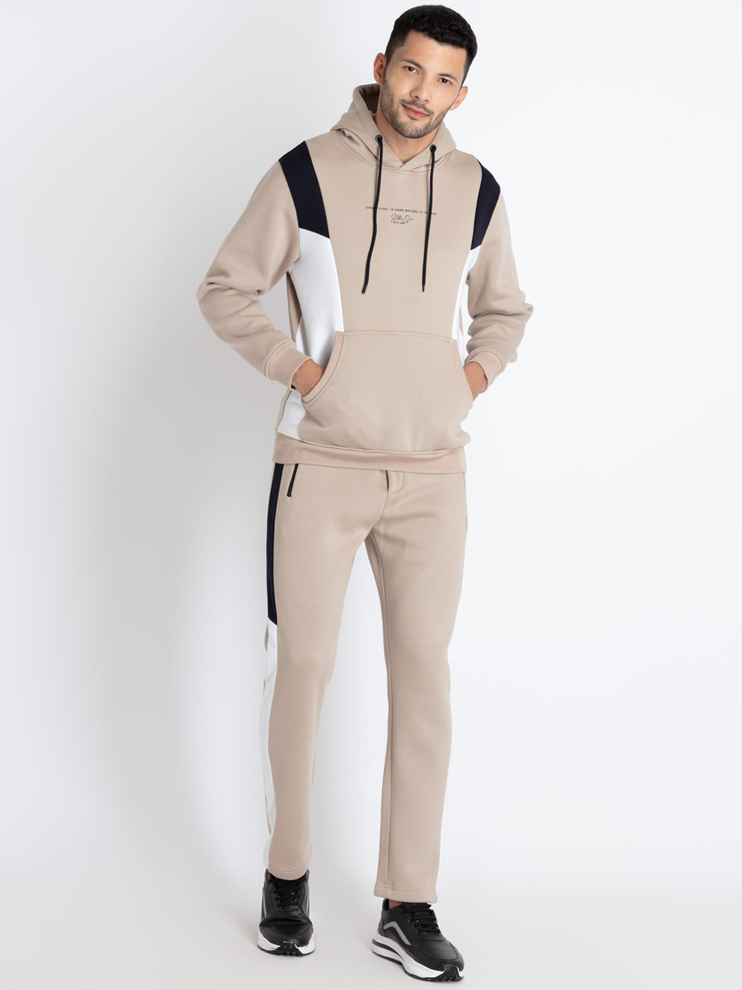 

Status Quo Colourblocked Hooded Tracksuit, Beige