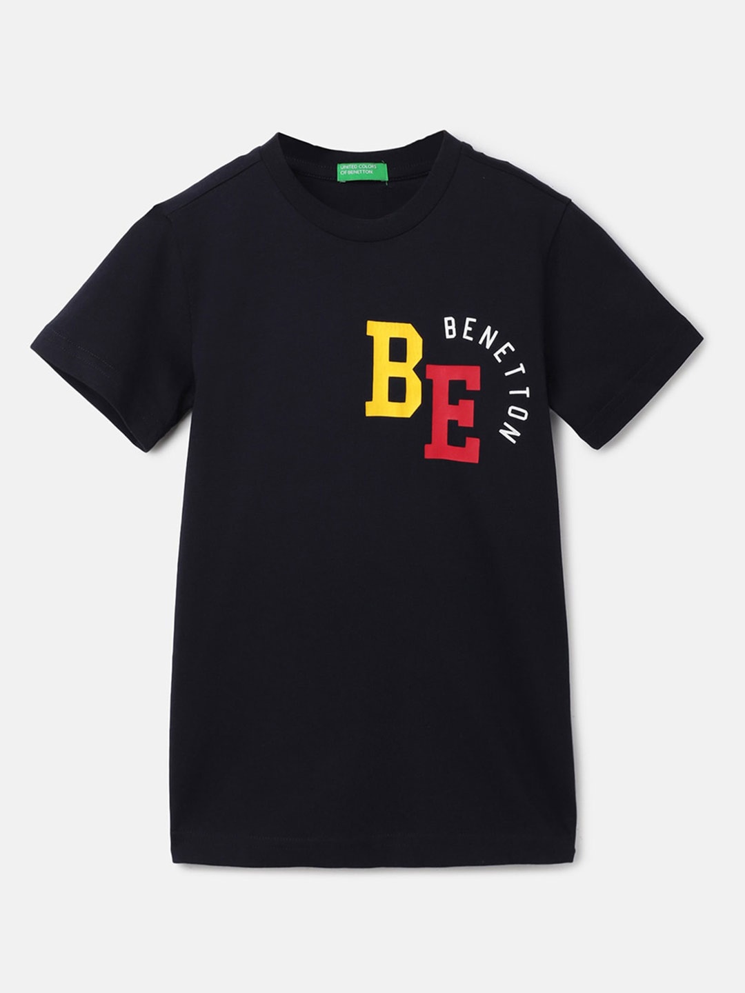 

United Colors of Benetton Boys Typography Printed Cotton T-shirt, Black