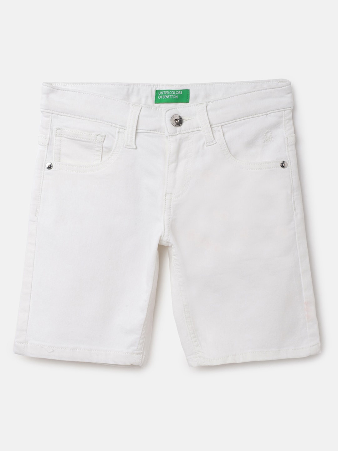 

United Colors of Benetton Boys Mid Rise Denim Shorts, White