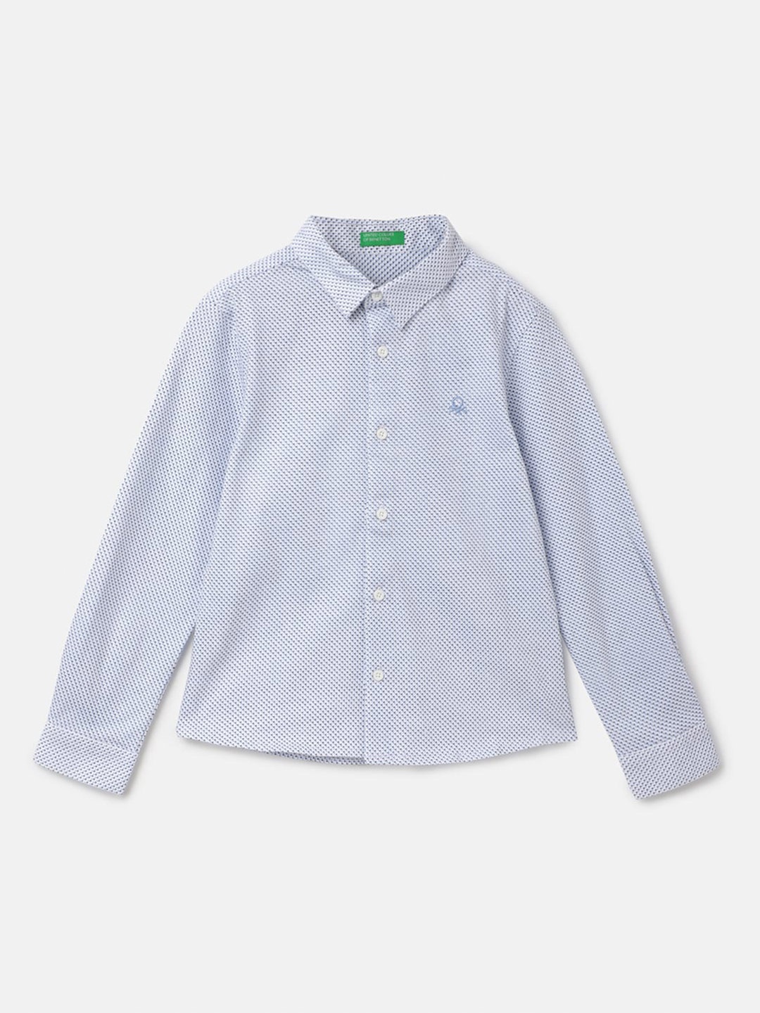 

United Colors of Benetton Boys Micro Ditsy Printed Cotton Casual Shirt, Blue