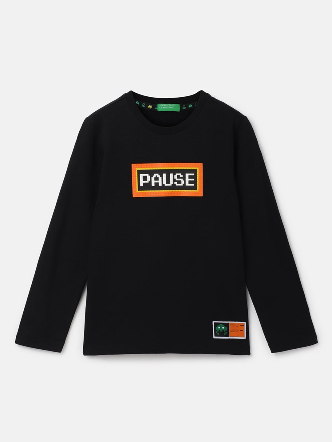 

United Colors of Benetton Boys Typography Printed Cotton T-shirt, Black