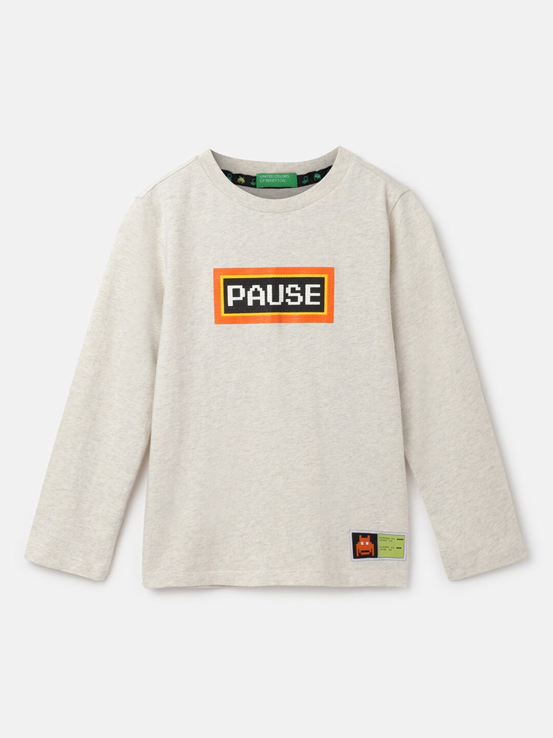 

United Colors of Benetton Boys Typography Printed Cotton T-shirt, Off white
