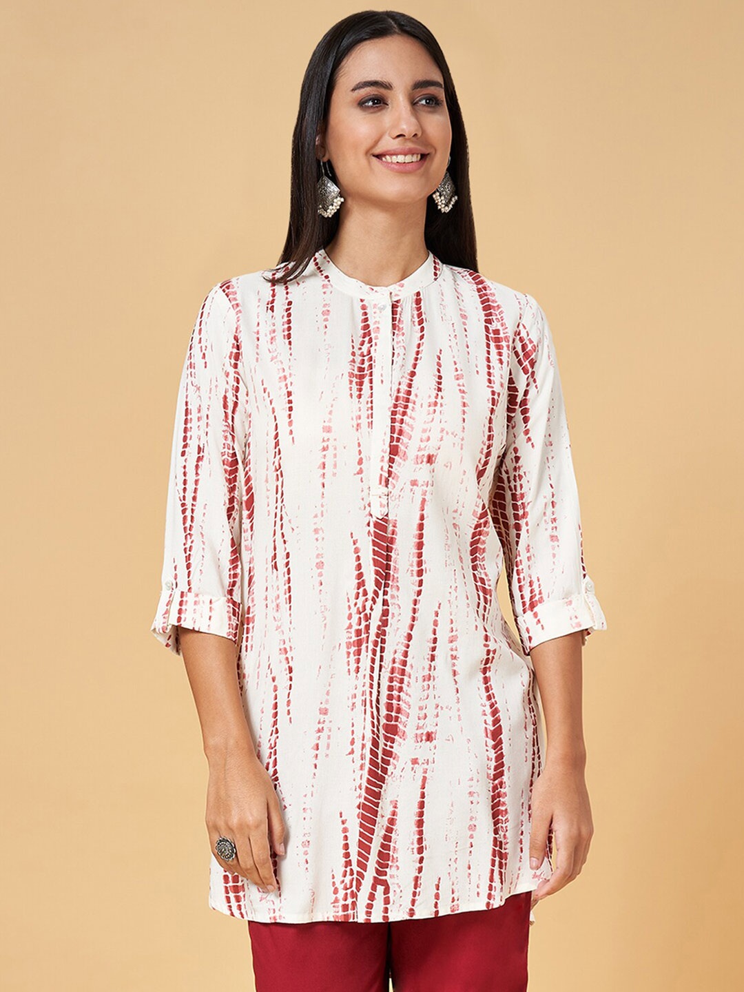 

RANGMANCH BY PANTALOONS Tie & Dye Printed Tunic, Rust