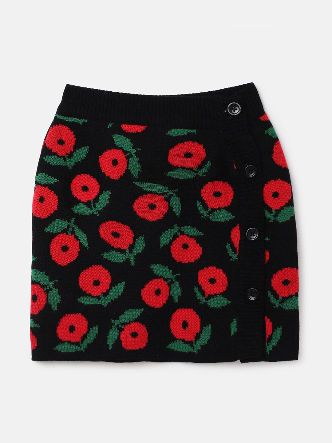 

United Colors of Benetton Girls Self Design Pencil Mini Skirts, Black