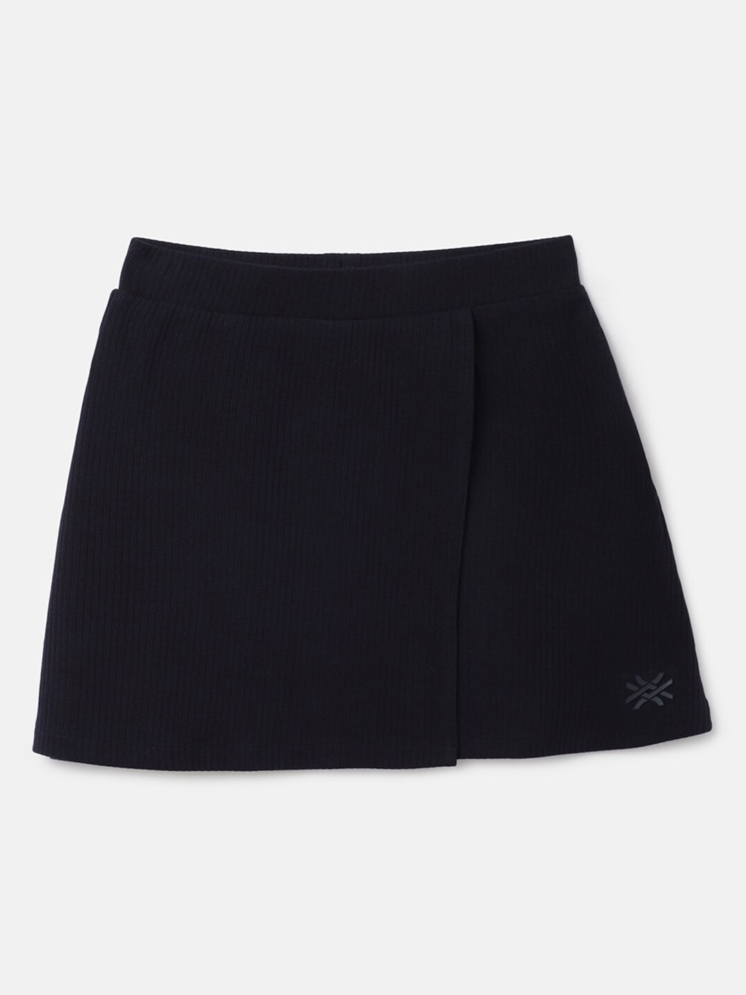 

United Colors of Benetton Girls Textured Pattern A-Line Skirt, Navy blue