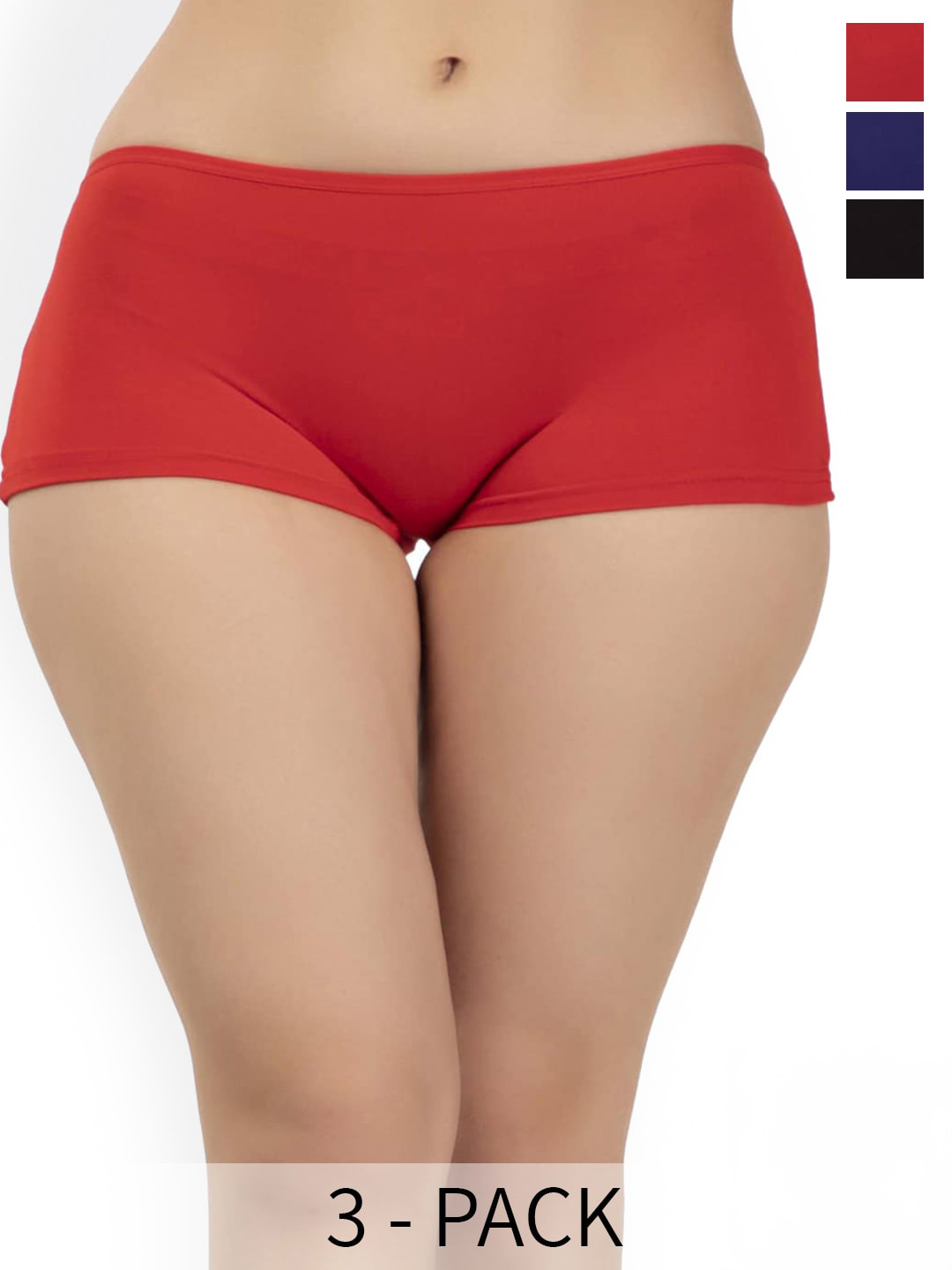 

Eve's Beauty Pack Of 3 Cotton Boy Shorts Briefs, Black